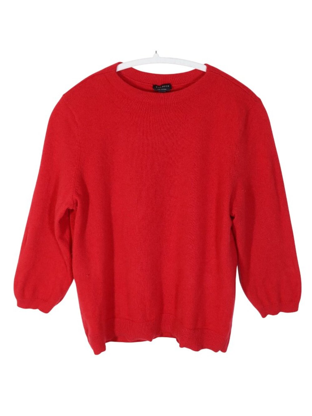 TALBOTS Pure Cashmere 3/4 Sleeve Crew Neck Pullover Sweater XL (Runs Small)